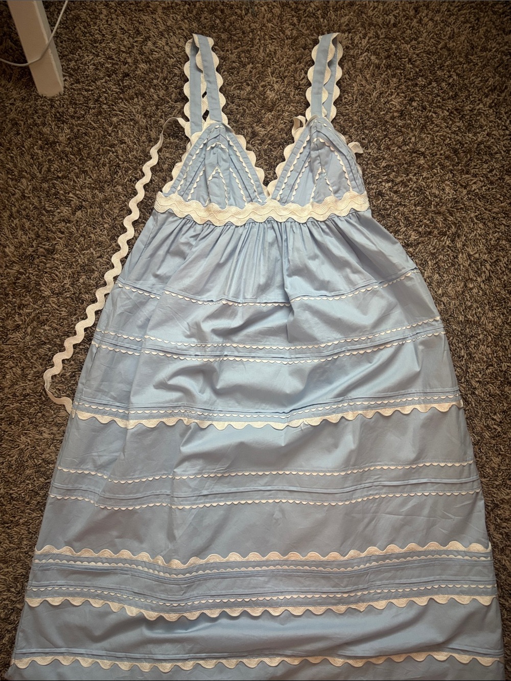 Light Blue Scallop-Trim Chemise Slip